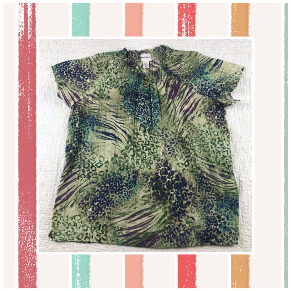 Bon Worth Women’s Green Tunic Blouse Size XXL